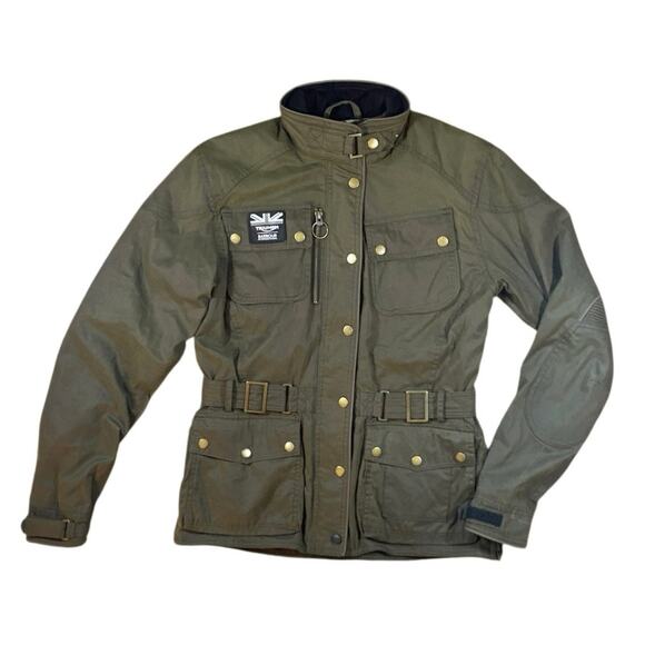 Barbour x Triumph Motorcycles Waxed Cotton Forest Green Jacket - S - Picture 1 of 7
